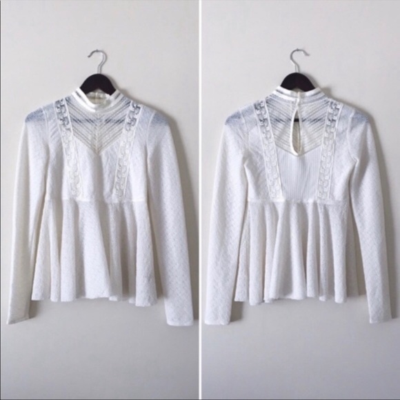 Free People Victorian White Lace Peplum Top - Picture 3 of 10